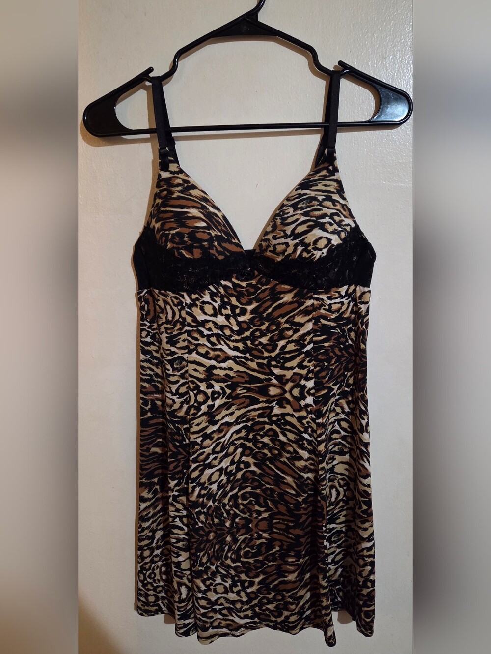 Betsey Johnson Intimates Y2K Leopard Coquette Lace Vintage Slip Dress Size Large